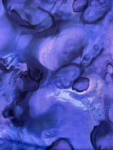 Load image into Gallery viewer, Alchemy fabric by Tim Holtz for Free Spirit is a collection of fabrics that features vivid hues and deep, rich undertones. The collection is inspired by the fluid movement created by using alcohol ink. This one is  rich purple tones.
