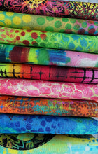 Load image into Gallery viewer, Butterfly Fields by Sue Penn Designs is a collection of fabrics that features a variety of designs in different colors. The collection includes fabrics such as the Lime Spotty, Multi Rainbow Stripe, Pink Honeycomb, Blue Flowery, Multi Fireworks, Orange Crosshatch, Multi Colorburst, Multi Butterfly Plaid, and Multi Butterfly Fields. Thgis bundle contains one piece of each print. 
