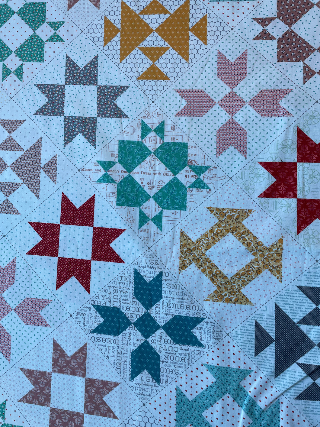 Stitch Cheater precut 108” x108” Wideback by Lori Holt for Riley Blake