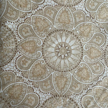 Load image into Gallery viewer, Cotton Wideback in Cream mandalas on a beige background by Kim Diehl 
