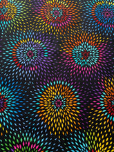 Load image into Gallery viewer, Black background with Multi color rainbow diamonds in mandala pattern on cotton quilting Wideback 
