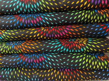 Load image into Gallery viewer, Black background with Multi color diamonds in mandala pattern on cotton quilting Wideback 
